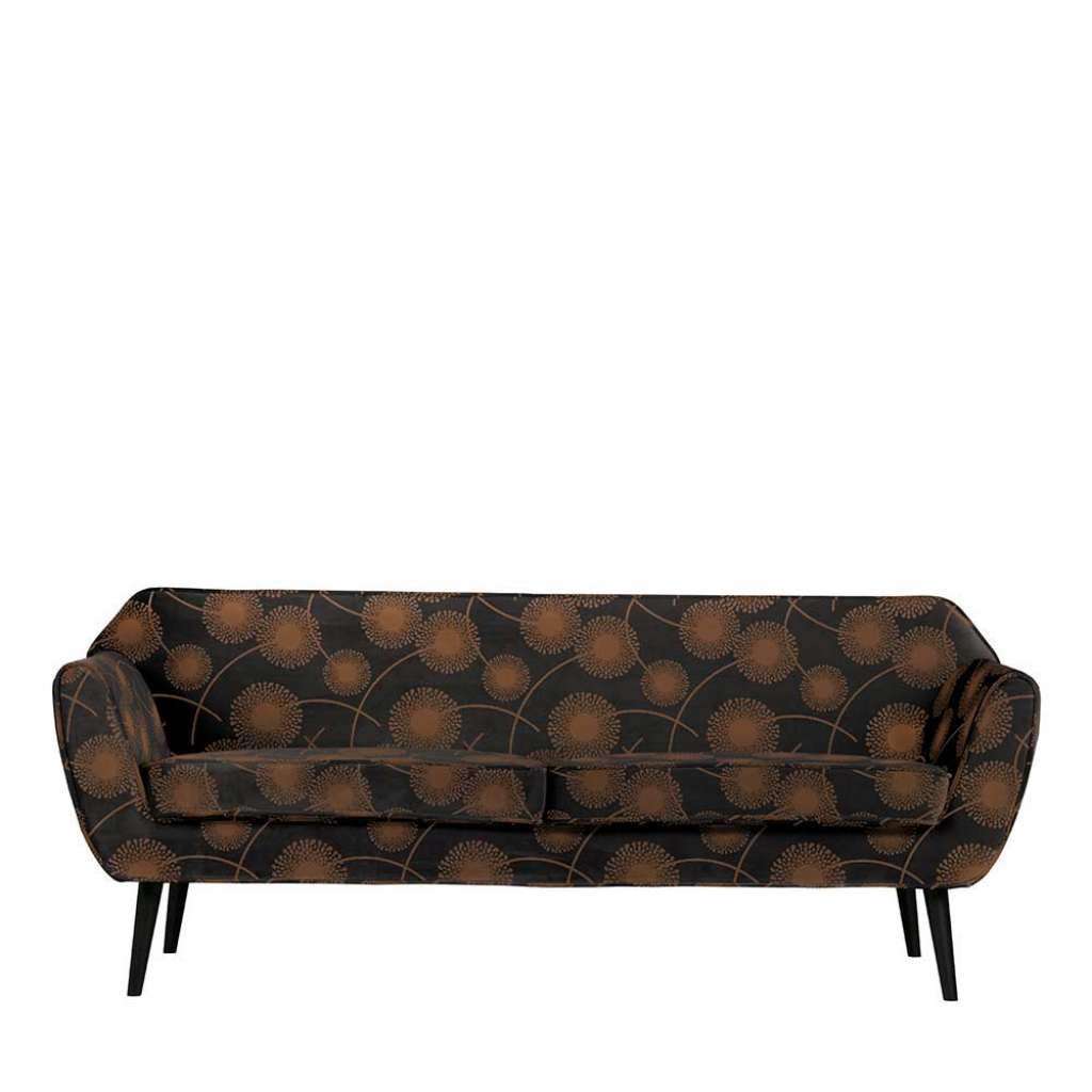 Sofa in Schwarz und Braun Samt floralem Muster