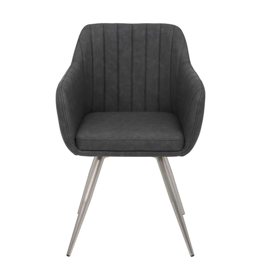 Drehbare Küchenstühle in Anthrazit Kunstleder Armlehnen (2er Set)