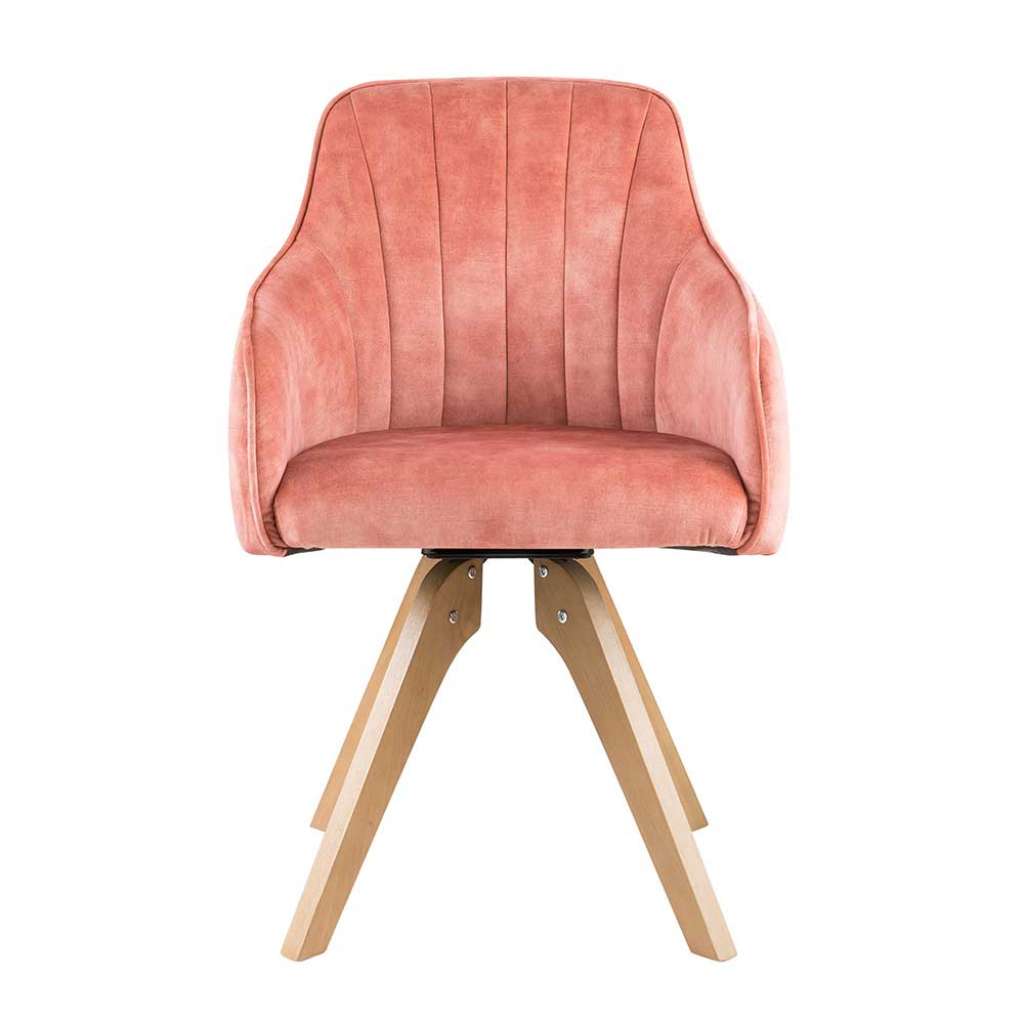 Armlehnenstühle in Rosa Velours drehbar (2er Set)