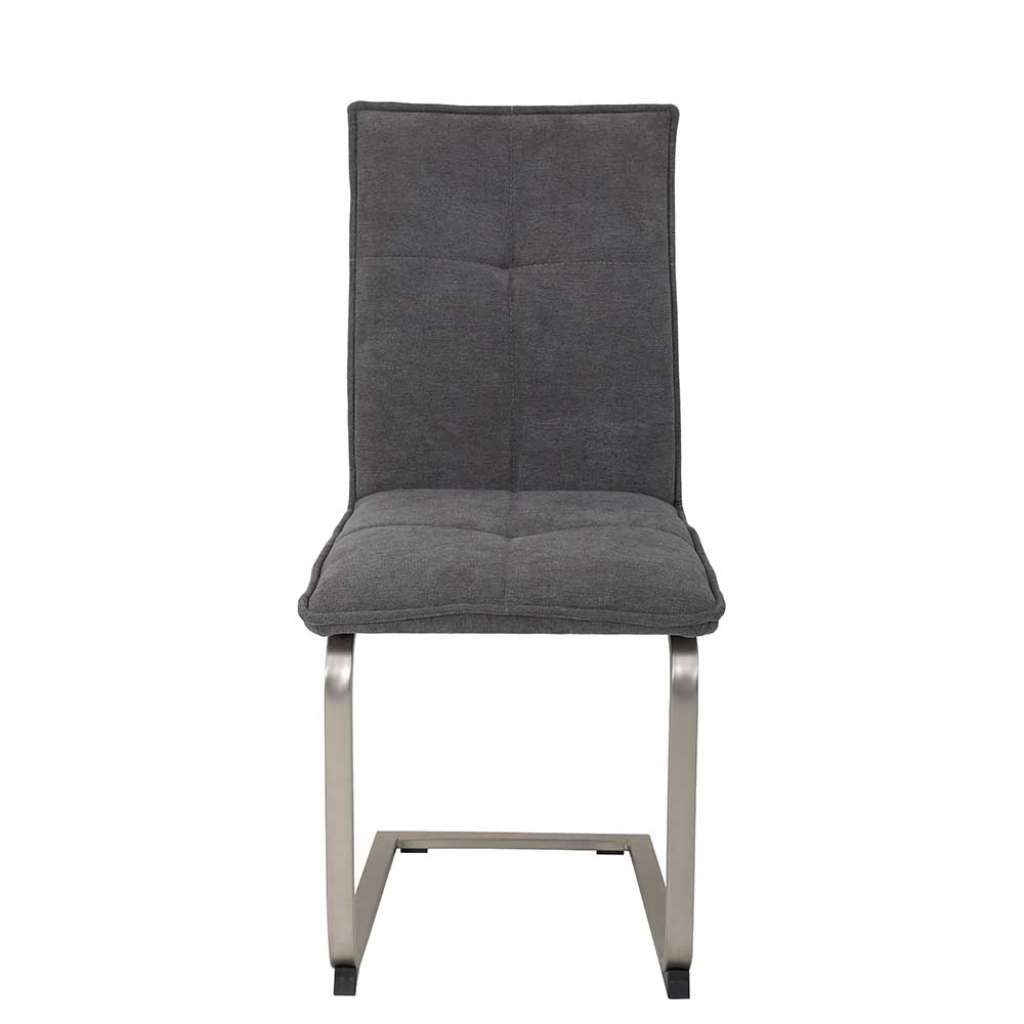 Freischwinger in Grau Webstoff Metallgestell (2er Set)
