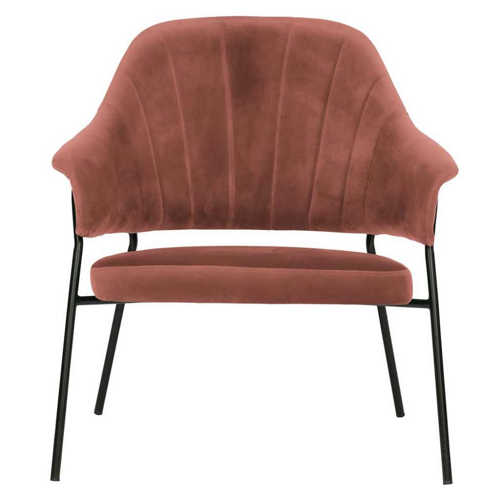 Einzelsessel in Apricot Samt Retro Design