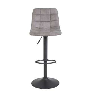 Design Barhocker in Grau Microfaser höhenverstellbar (2er Set)