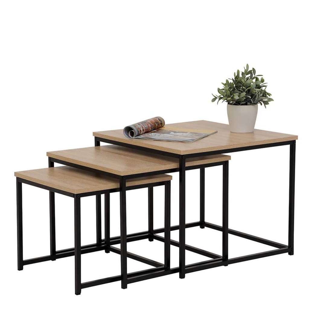 Dreisatztisch in Schwarz und Sonoma Eiche Loft Design (3-teilig)