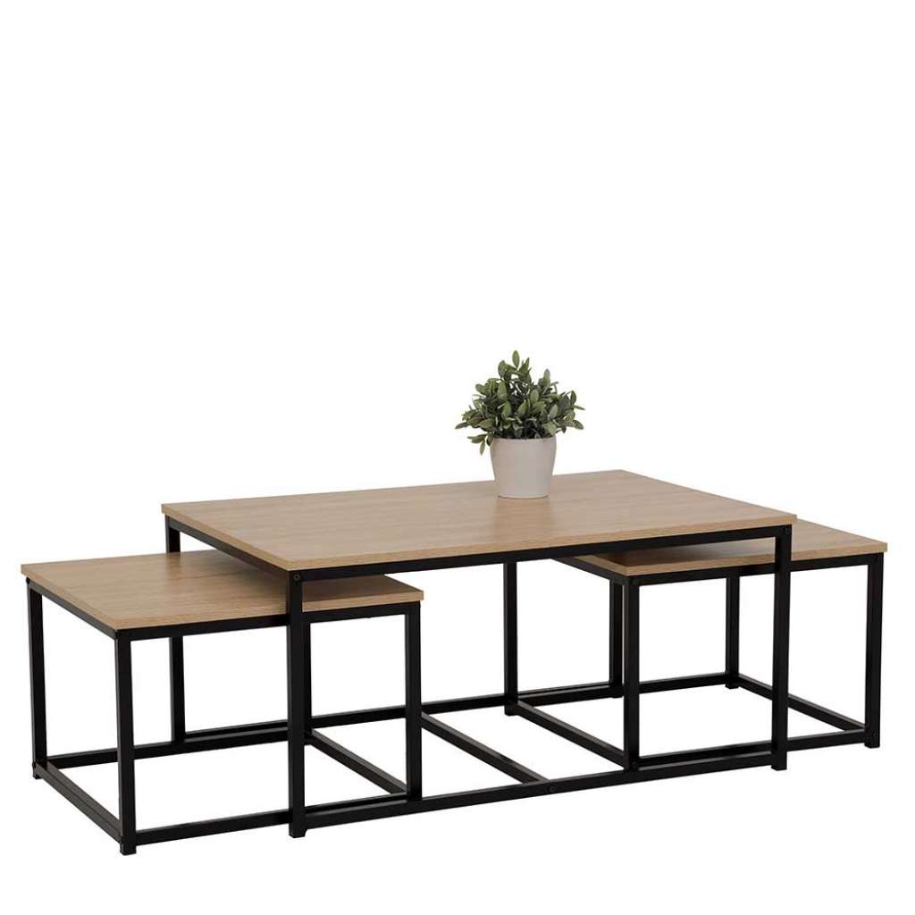 Sofa Tisch Set in Schwarz und Sonoma Eiche Loft Design (3-teilig)