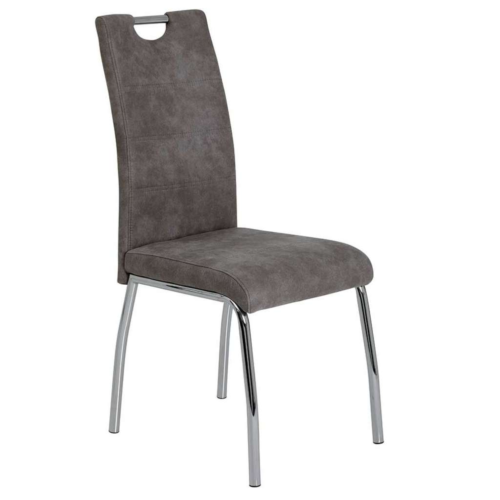 Esszimmer Stühle in Grau Microfaser Griff (Set)