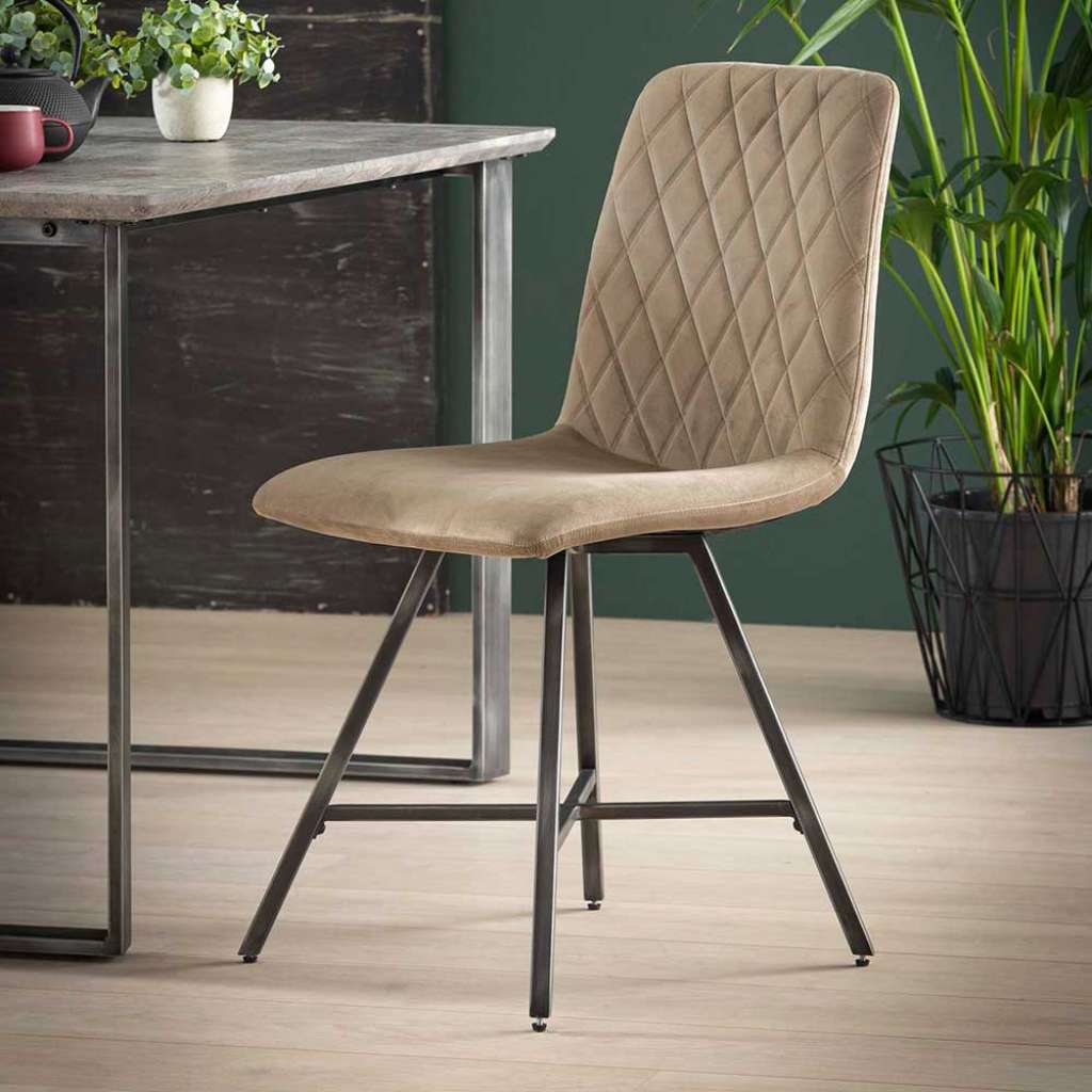 Stühle in Beige Samt Metallgestell (4er Set)