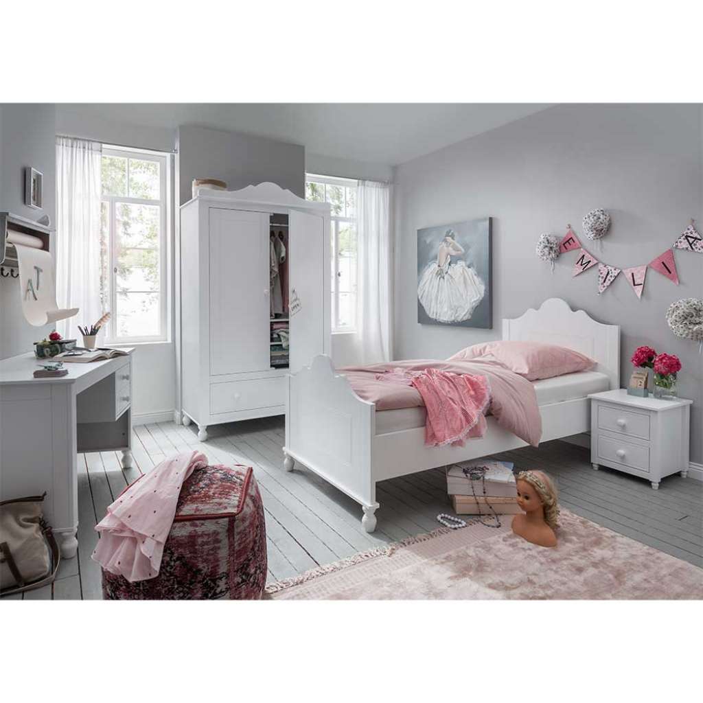 Komplettjugendzimmer in Weiß 90x200 cm Bett (4-teilig)
