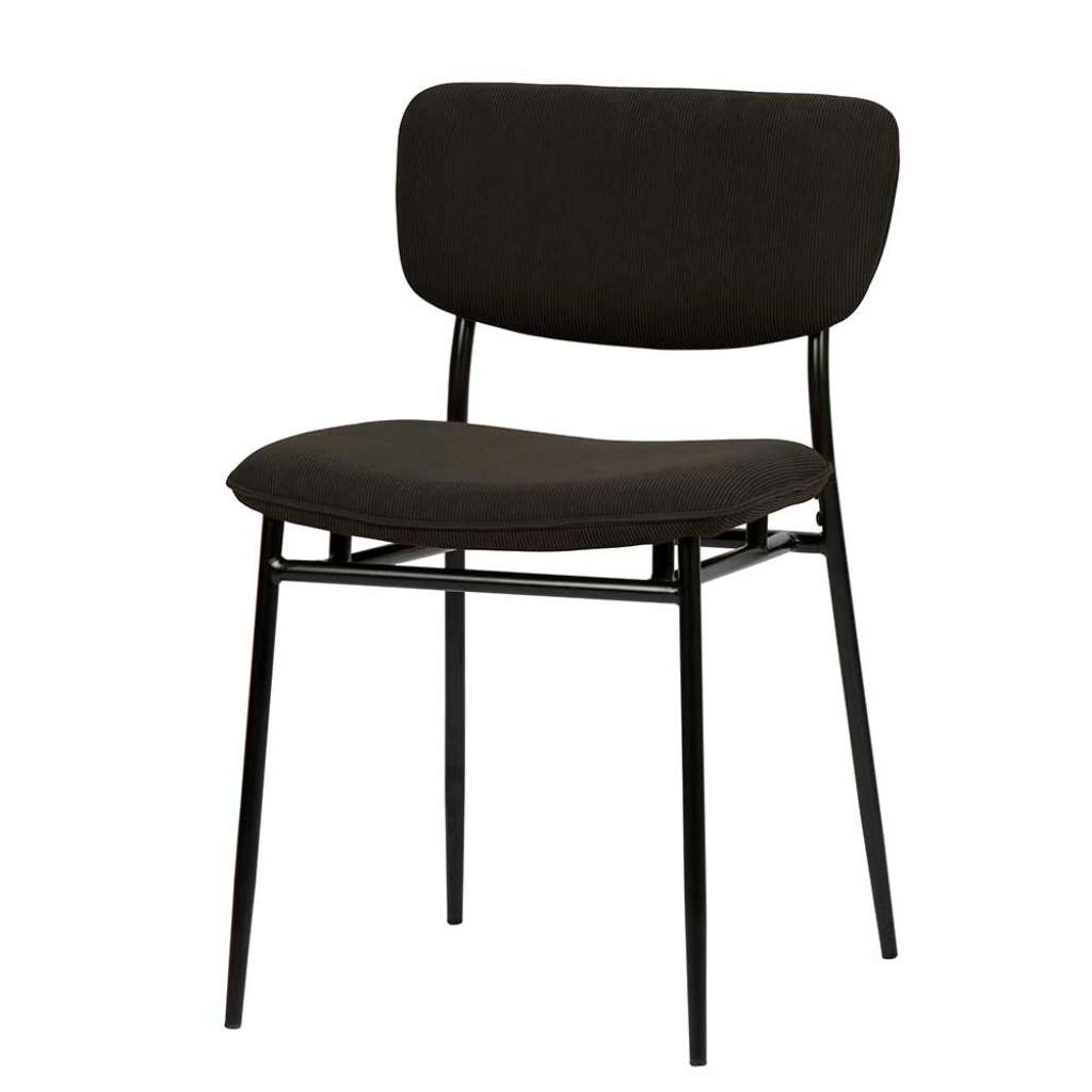 Esszimmer Polsterstühle in Schwarz Cord Retro Design (2er Set)