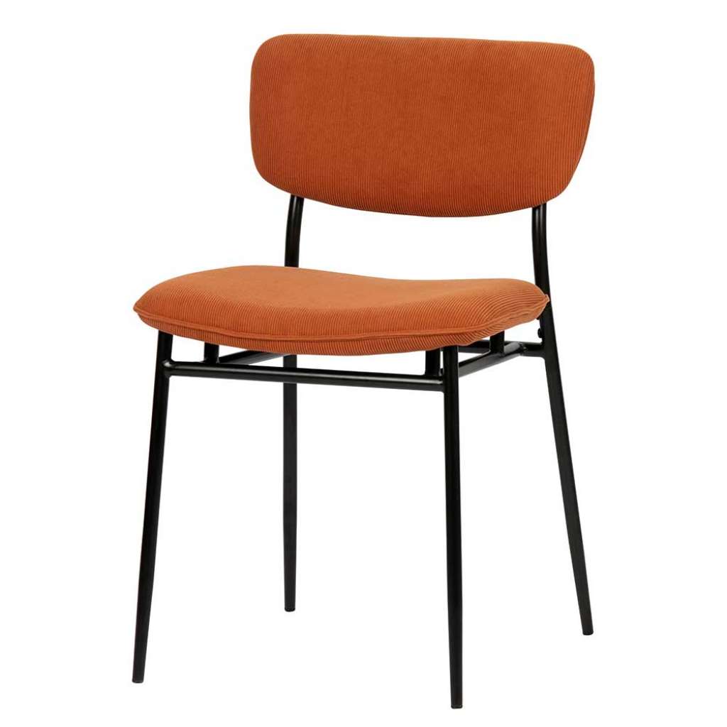 Cord Stühle in Orange Metallgestell in Schwarz (2er Set)
