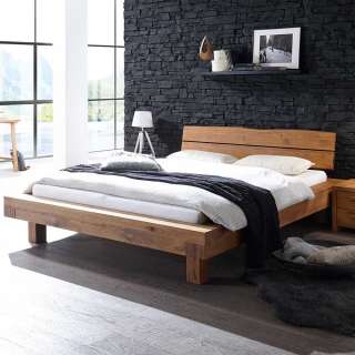 Doppelbett aus Wildeiche Massivholz Landhausstil