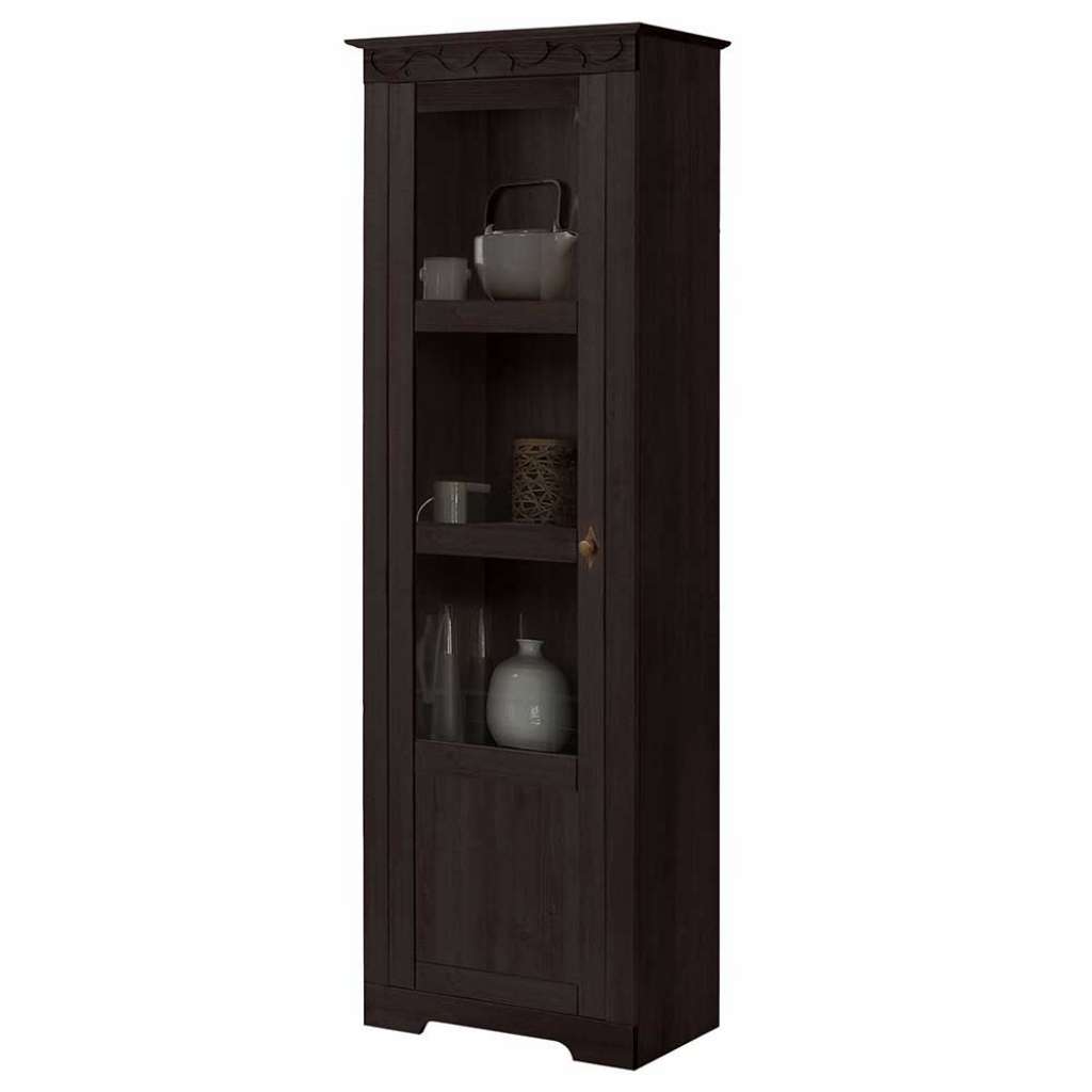 Vitrine in Wengefarben Kiefer Massivholz