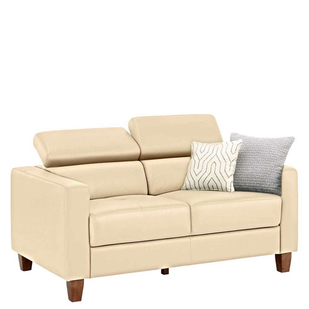 Zweisitzer in Creme Weiß Leder verstellbarer Rückenlehne