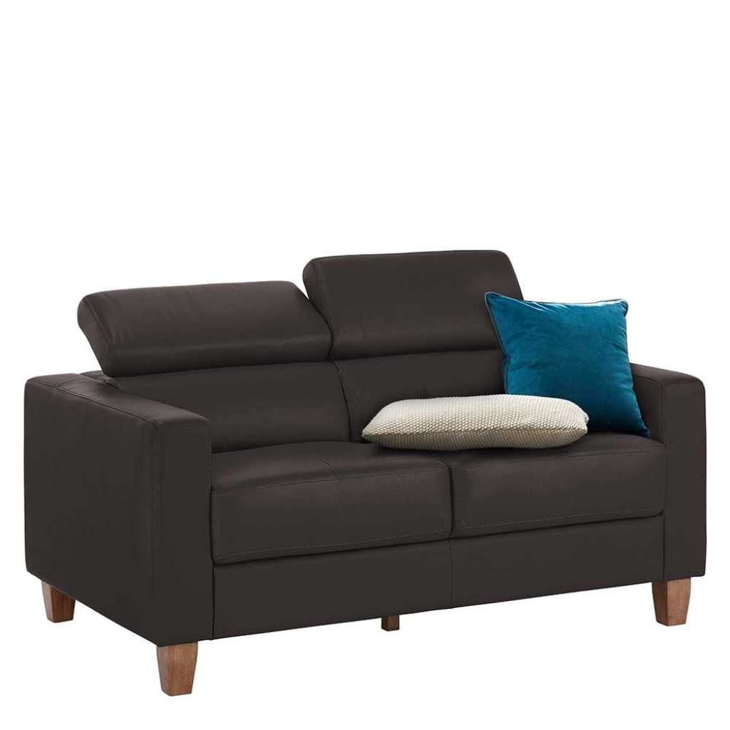 2er Sofa in Dunkelbraun Kunstleder verstellbarer Rückenlehne