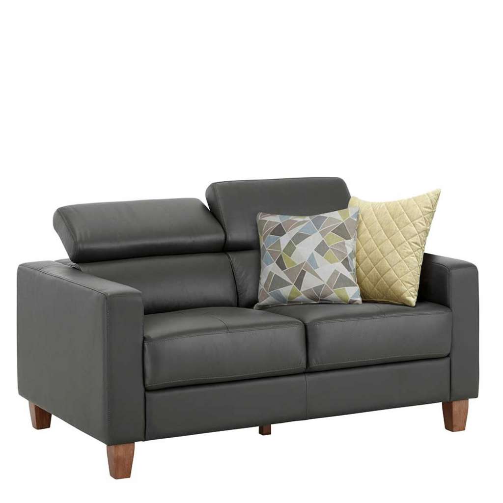 Zweier Sofa in Grau Leder verstellbarer Rückenlehne