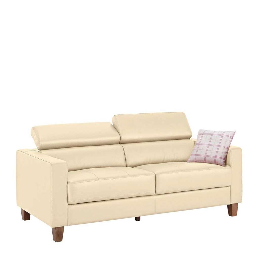 Ledersofa in Creme Weiß verstellbarer Rückenlehne