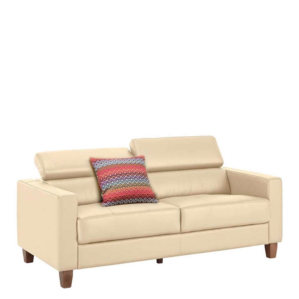 Couch in Creme Weiß Kunstleder verstellbarer Rückenlehne