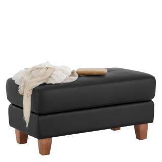 Polsterhocker in Schwarz Leder modern