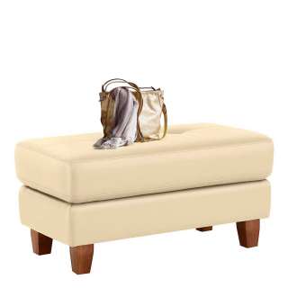 Sofahocker in Creme Weiß Leder modern