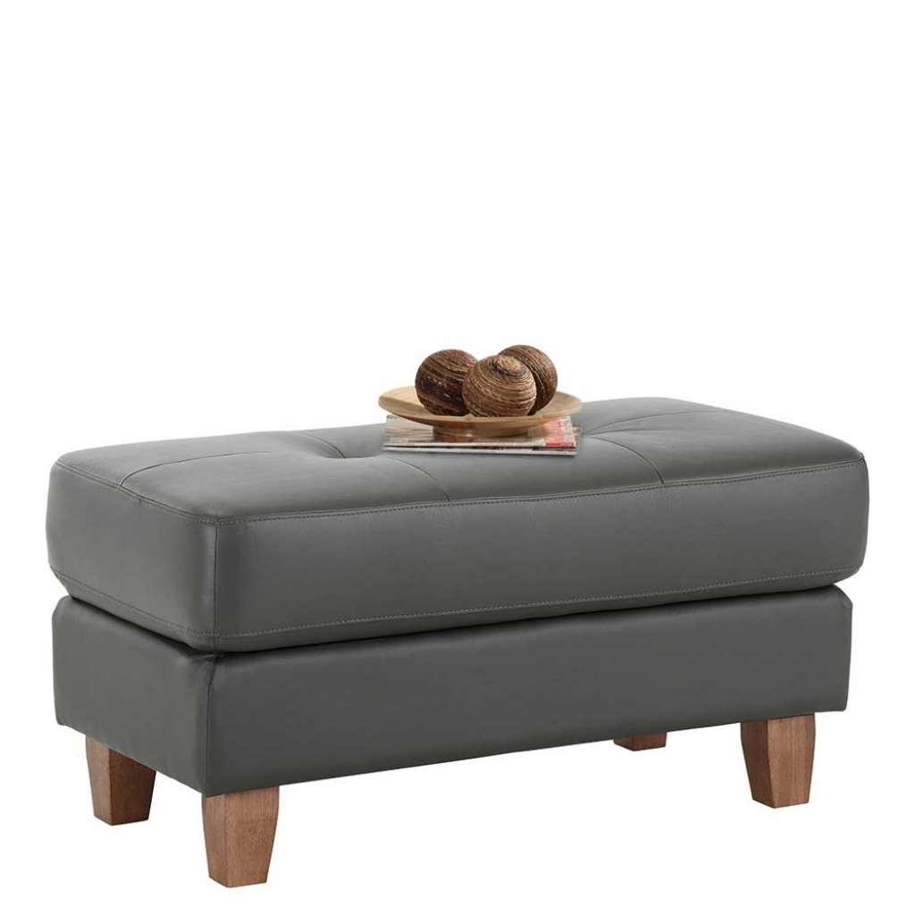 Couchhocker in Grau Echtleder modern