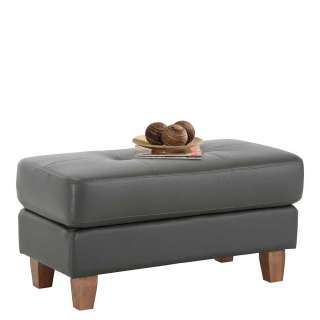 Couchhocker in Grau Echtleder modern