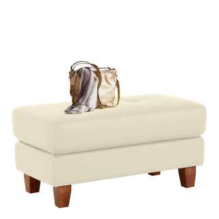Polsterhocker in Creme Weiß Kunstleder 55 cm breit