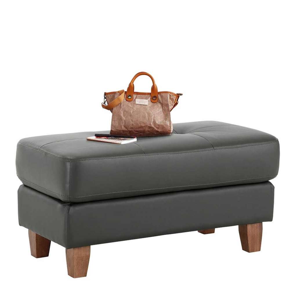 Couchhocker in Grau Kunstleder 55 cm tief