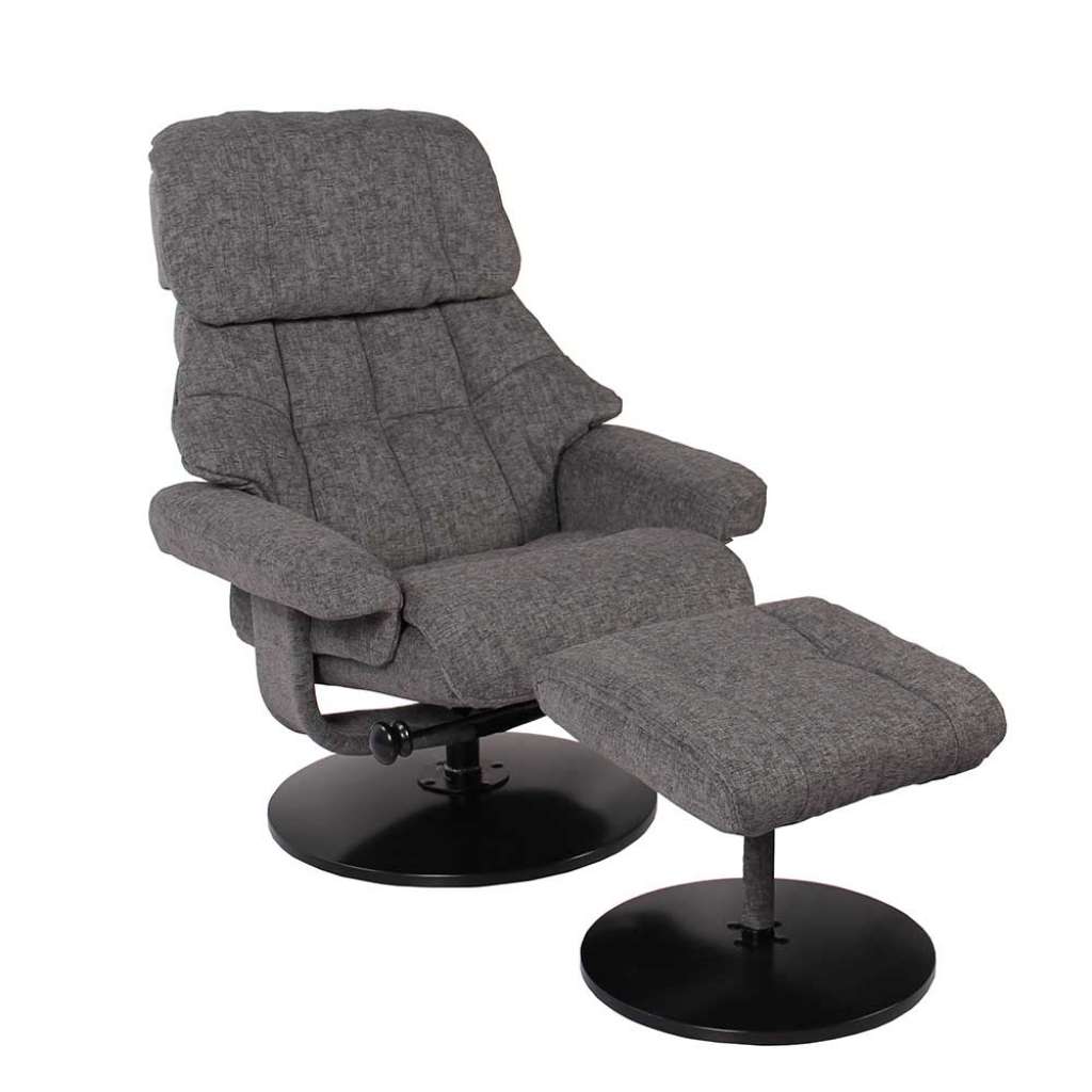 Relaxfernsehsessel in Grau Microfaser Fußhocker (2-teilig)