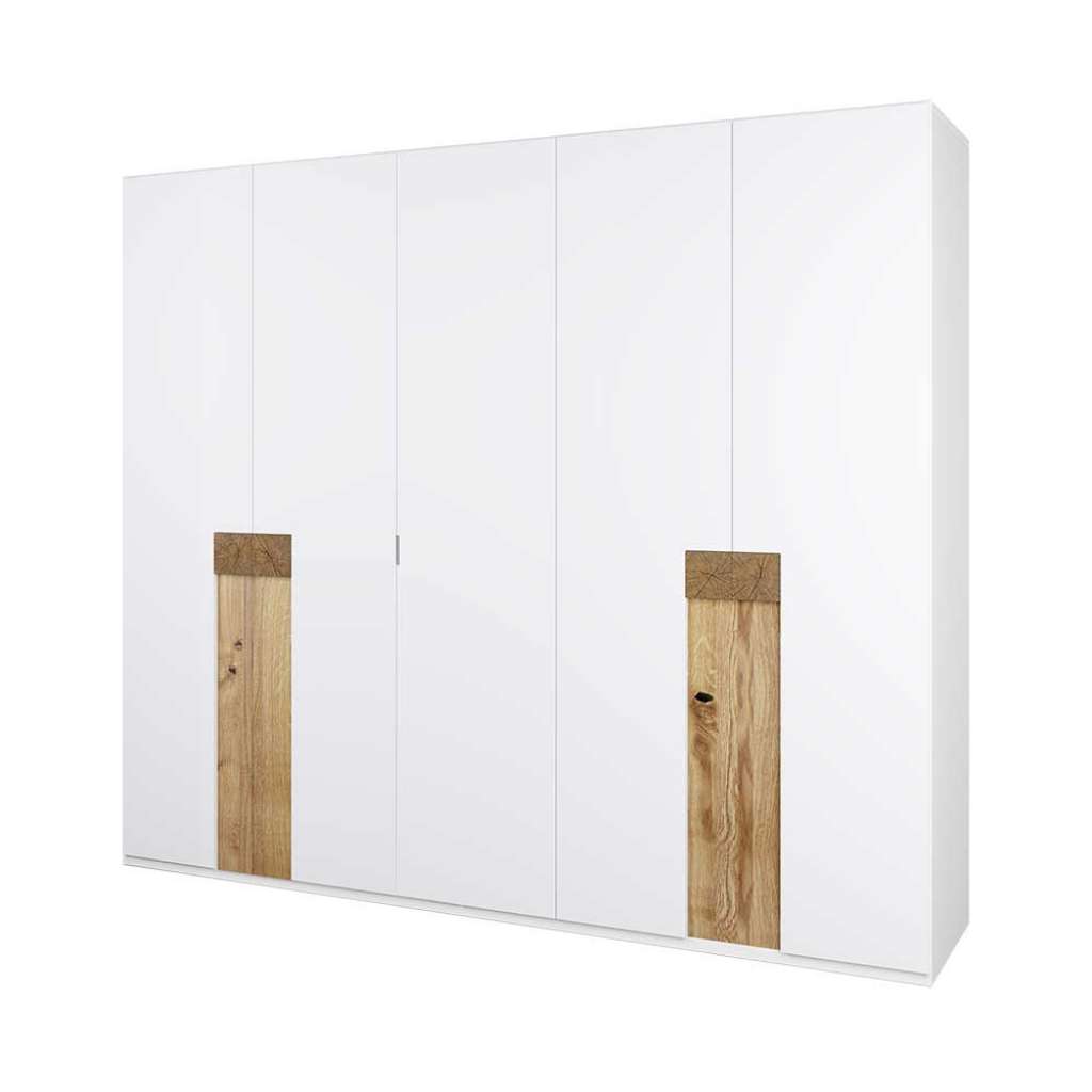 Drehtürenkleiderschrank in Weiß Asteiche furniert