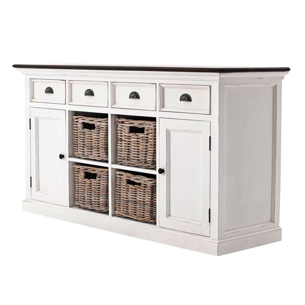 Landhaus Sideboard in Weiß Körben