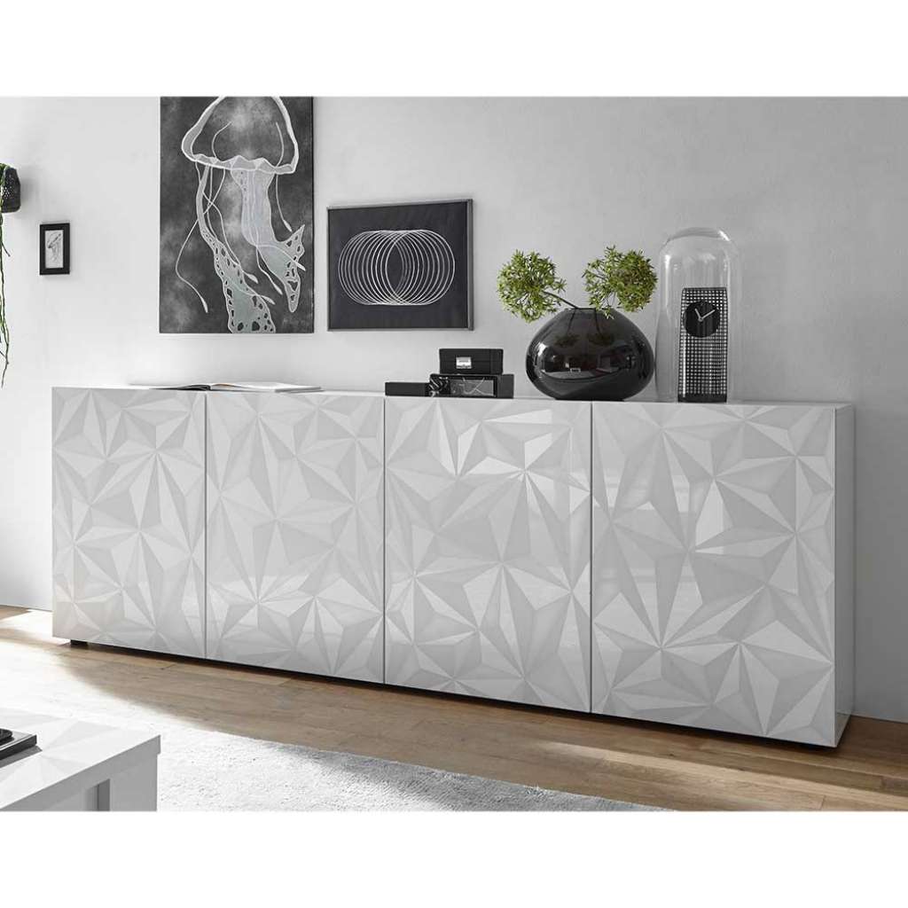 Esszimmer Sideboard in Weiß Hochglanz 4-türig