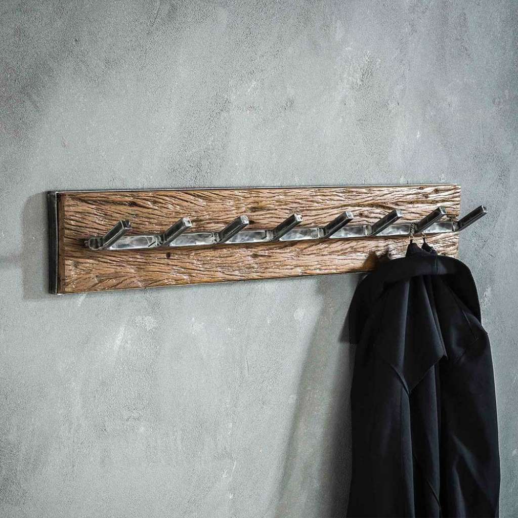 Garderobenhaken aus Hartholz und Metall 90 cm breit