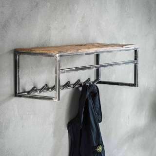 Wandgarderobe aus Hartholz und Metall 80 cm breit