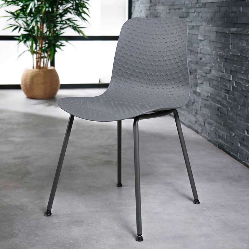 Kunststoff Stühle in Grau Metallgestell (4er Set)