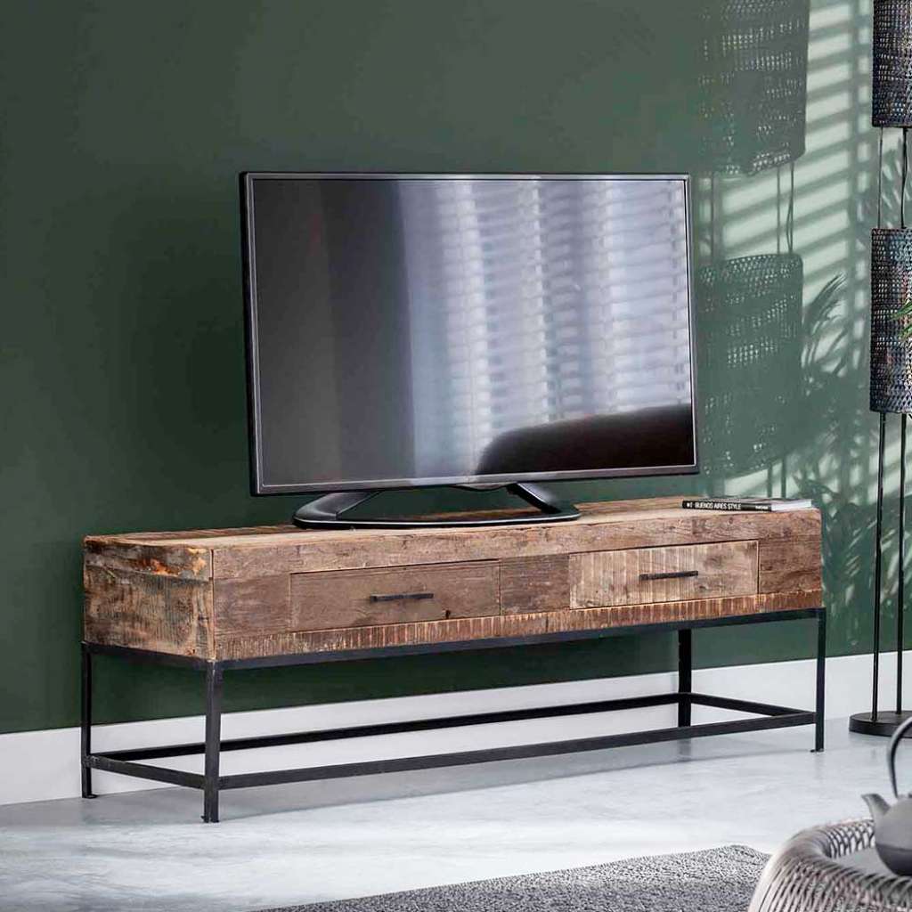 TV Tisch aus Recyclingholz und Metall Industry Design