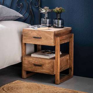 Nachtschrank aus Mangobaum Massivholz 55 cm hoch