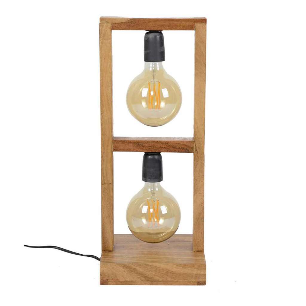 Loft Design Tischlampe aus Akazie Massivholz Metall