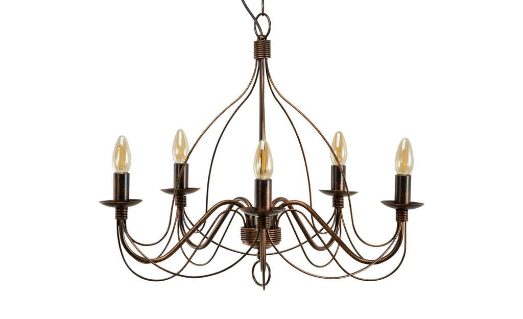 Kronleuchter, 5-flammig, schwarz-kupferfarben ¦ schwarz ¦ Maße (cm): H: 52 Ø: 55 Lampen & Leuchten > Innenleuchten > Kronleuchter - Höffner
