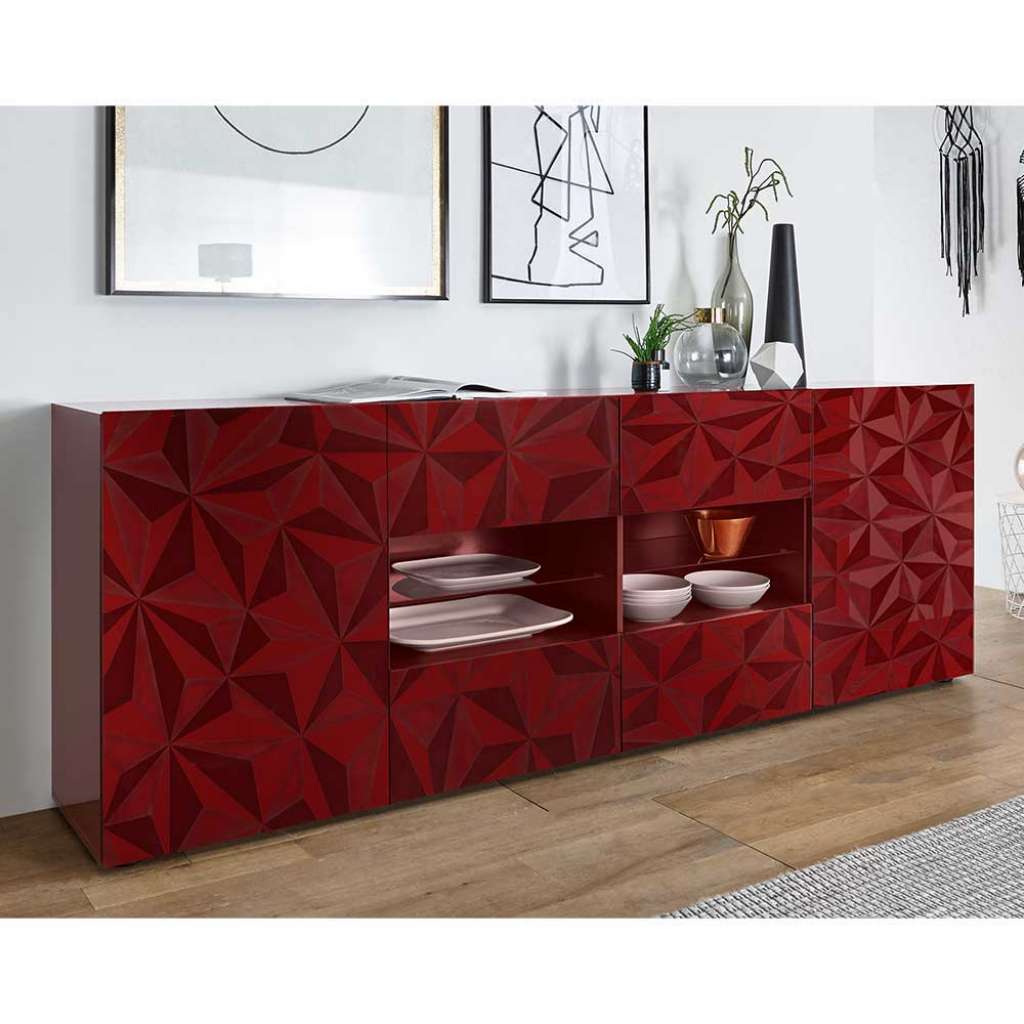 Esszimmer Anrichte in Rot Hochglanz modern