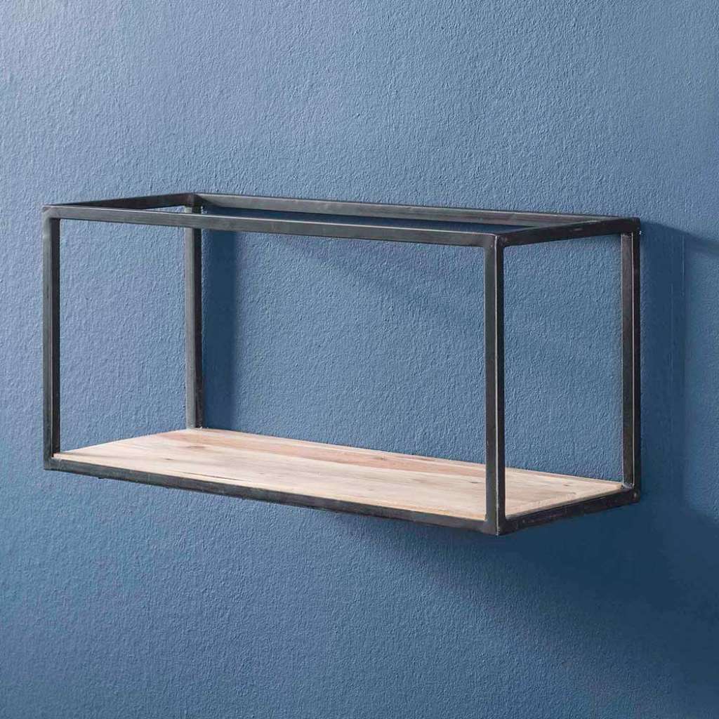 Wand Regal aus Akazie Massivholz und Metall 30 cm hoch