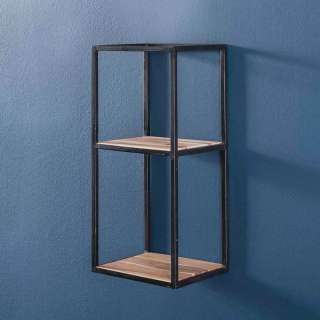 Wandregal aus Akazie Massivholz und Metall 30 cm breit