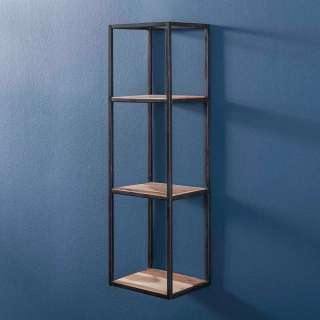 Wandhängeregal aus Akazie Massivholz und Metall 30 cm breit