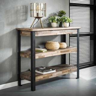 Standregal aus Teak Massivholz und Stahl 90 cm breit