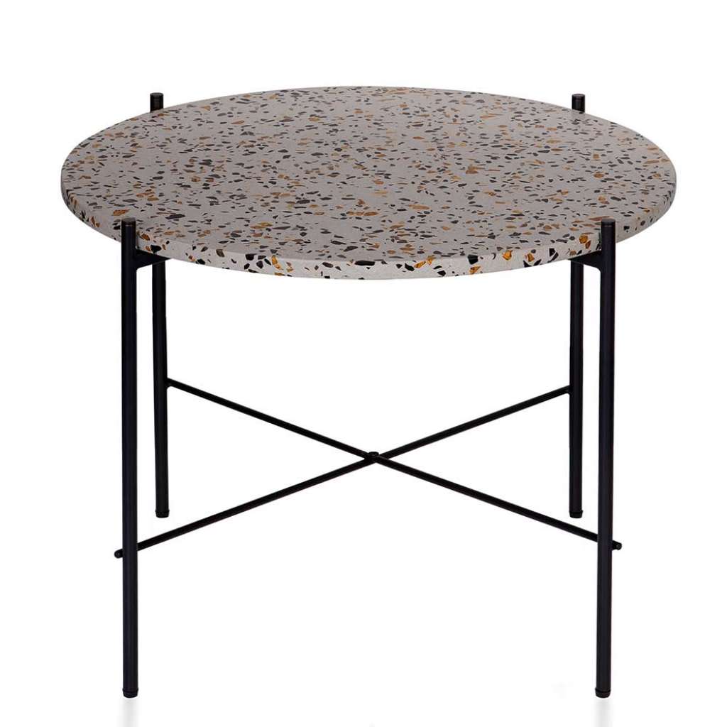 Sofa Beistelltisch mit Terazzo Platte rund