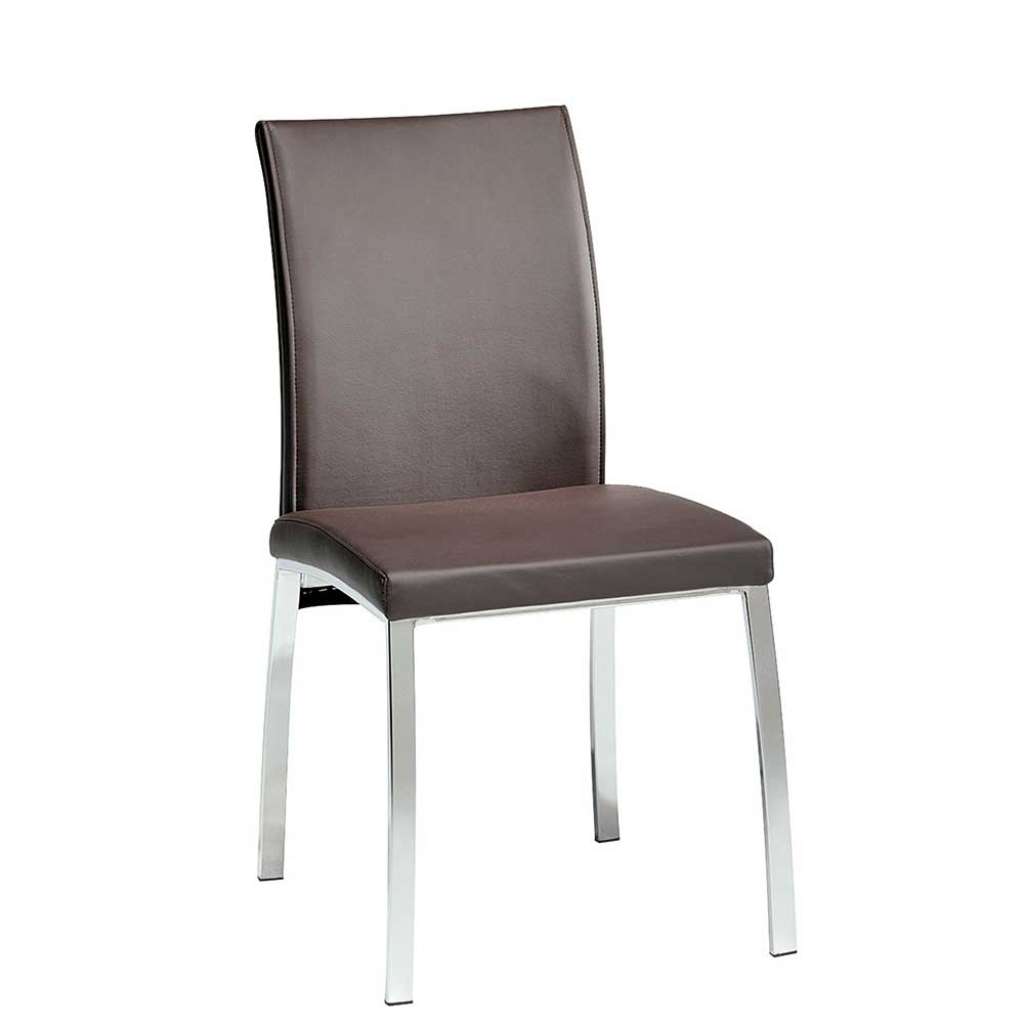 Esstisch Stühle in Dunkelbraun Kunstleder verchromtem Metallgestell (4er Set)