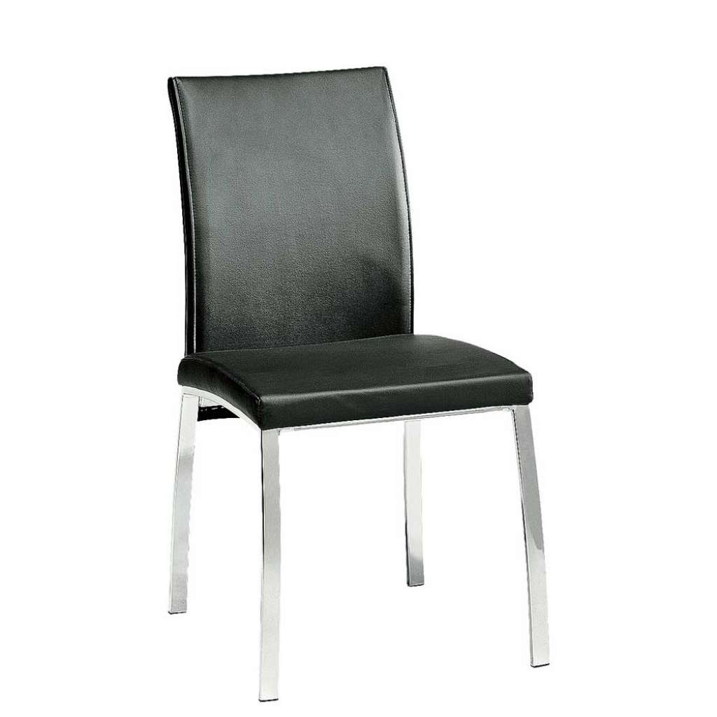 Kunstleder Stühle in Schwarz verchromtem Metallgestell (4er Set)
