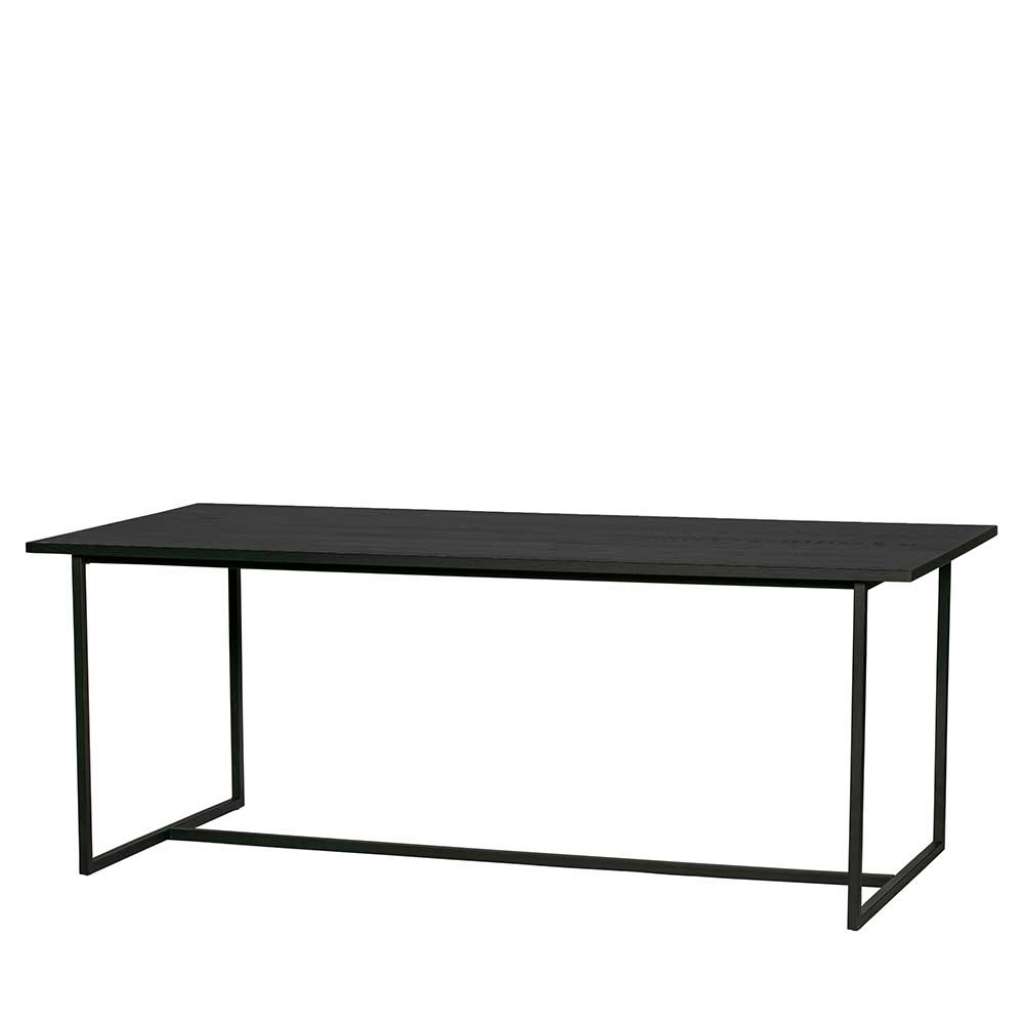 200 cm Esszimmertisch in Schwarz Esche Massivholz und Metall