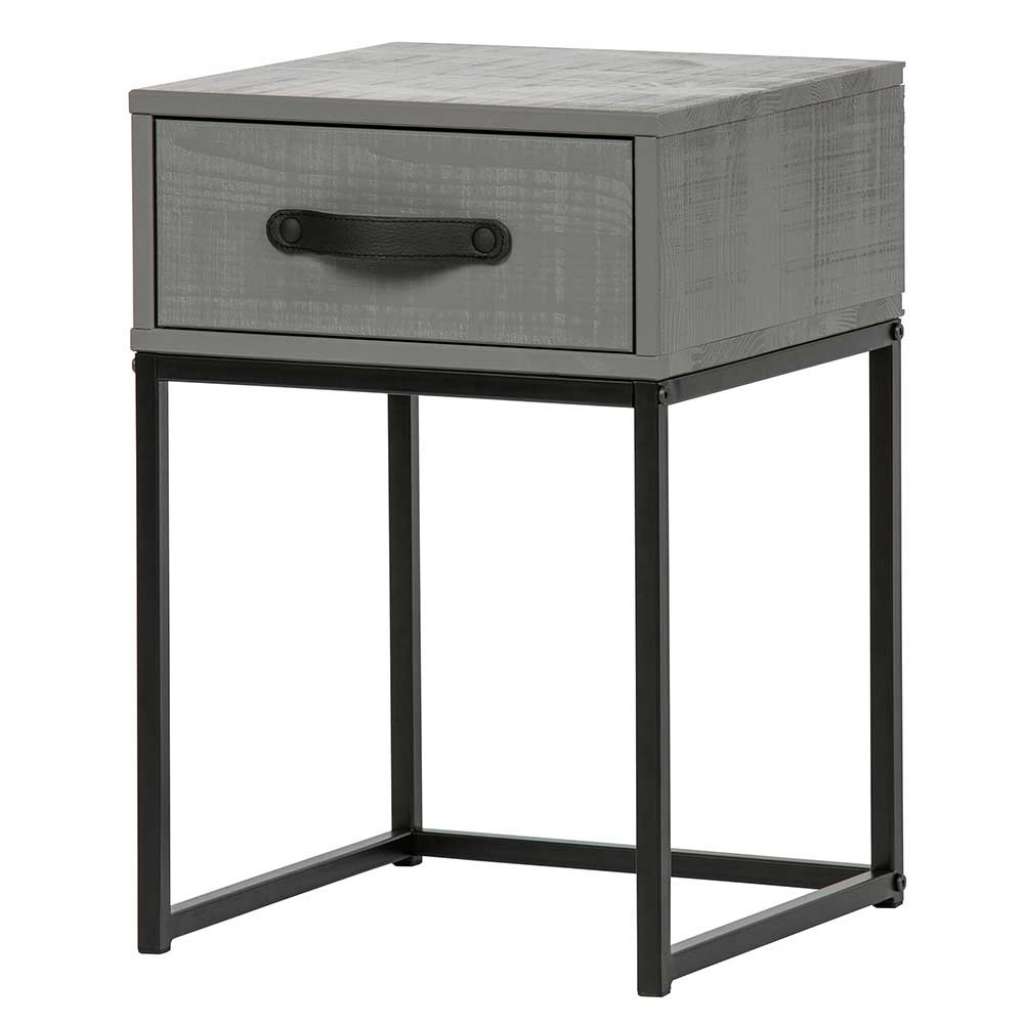 Nachtschrank in Grau und Schwarz 35 cm breit