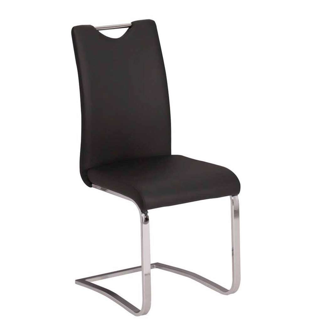 Schwingstühle in Schwarz Kunstleder verchromtem Metallgestell (4er Set)