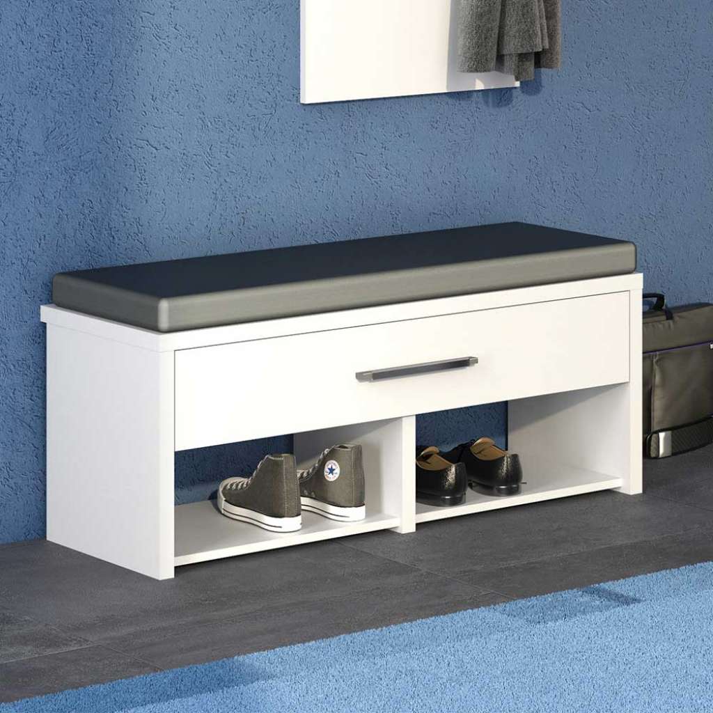 Garderobensitzbank in Weiß Schuhablage