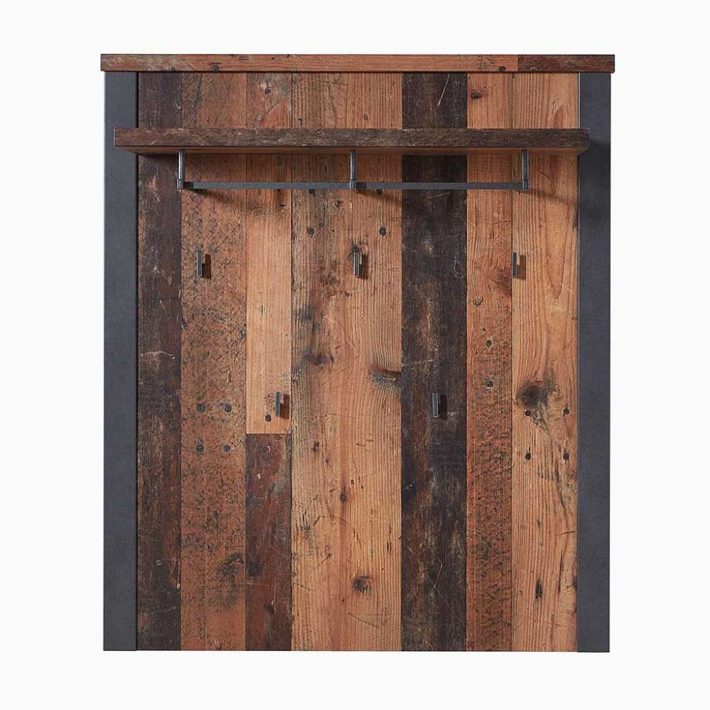 Hängegarderobe in Altholz Optik und Anthrazit 110 cm hoch